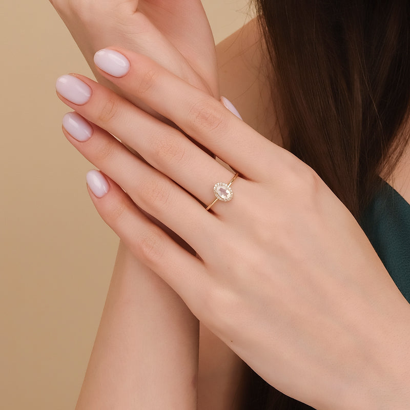 Moonstone and Diamond Engagement Ring, Claire