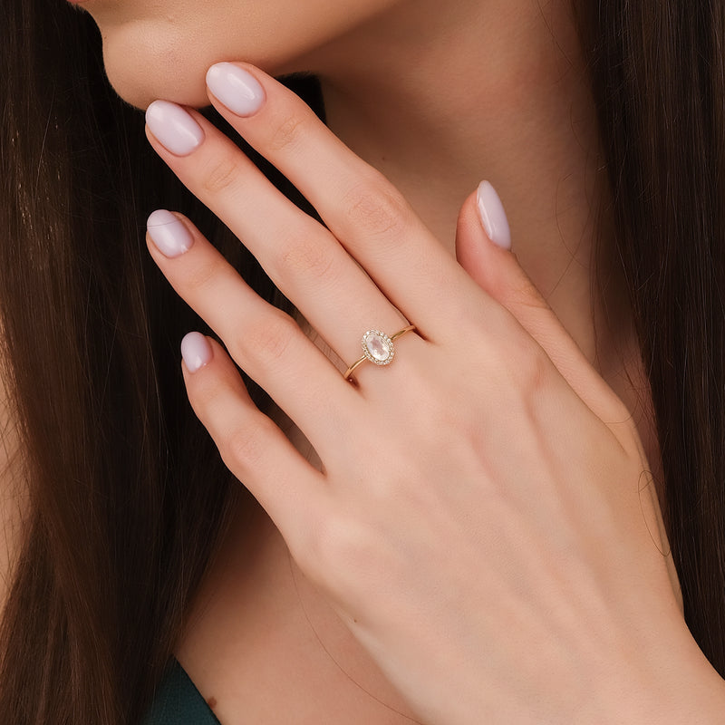 Moonstone and Diamond Engagement Ring, Claire