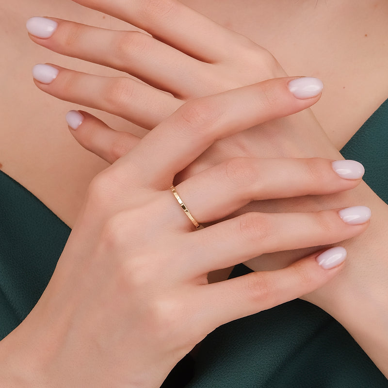 Solid Gold Stackable Fluted Design Ring