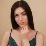 minimalistic blue topaz stacking ring