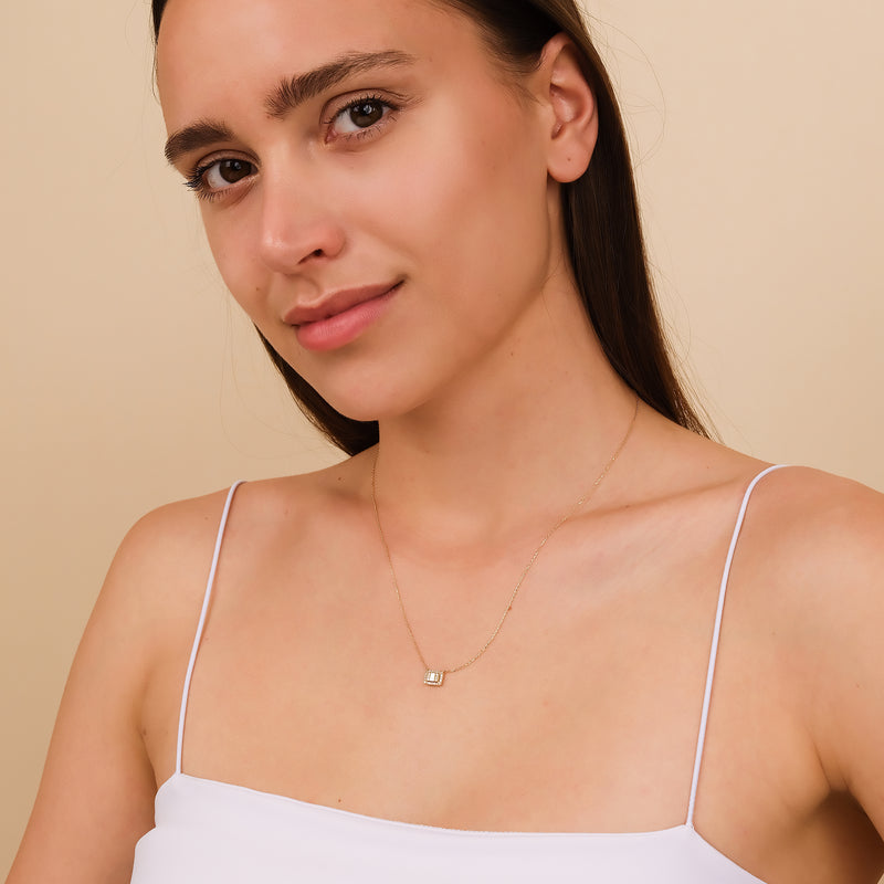 dainty multiple natural diamond geometric pendant gold necklace for her