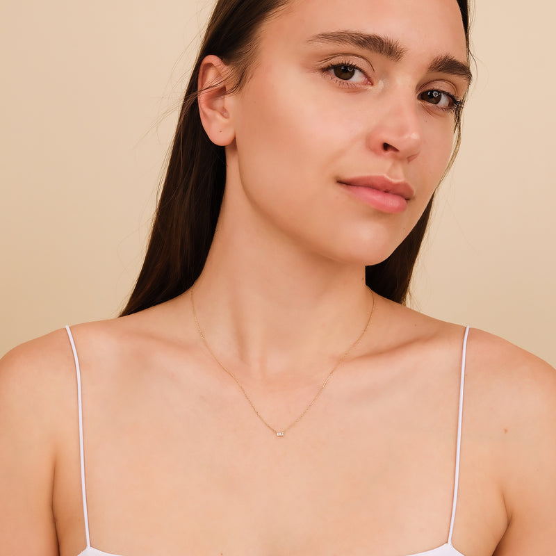 Prong Set 4 Baguette Diamond Necklace