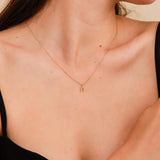 14k gold petite wishbone luck pendant necklace