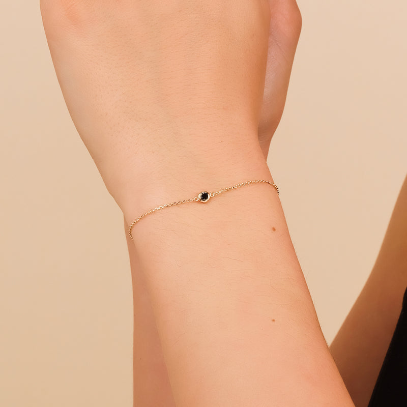 cable chain handmade single black diamond bracelet