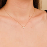 minimalistic diamond solid gold heart pendant necklace for her