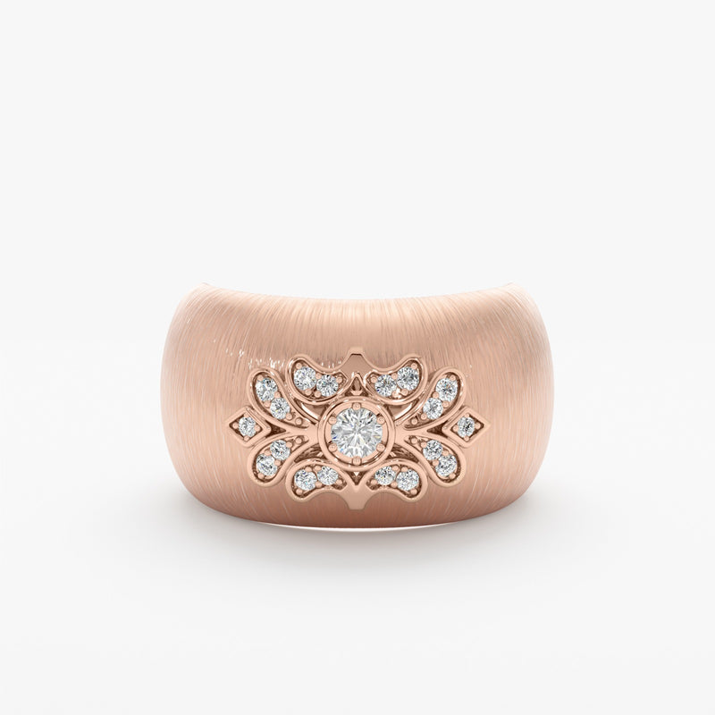 Vintage Floral Diamond Dome Ring, Theodora