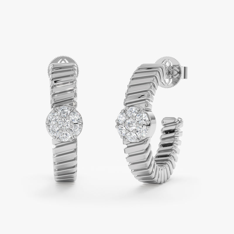 Spiral Pattern Diamond Hoop Earrings, Mariam