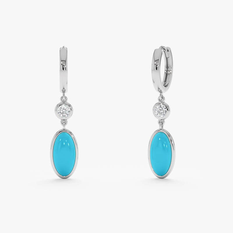 Elongated Oval Turquoise Drop Earrings, Cyrene