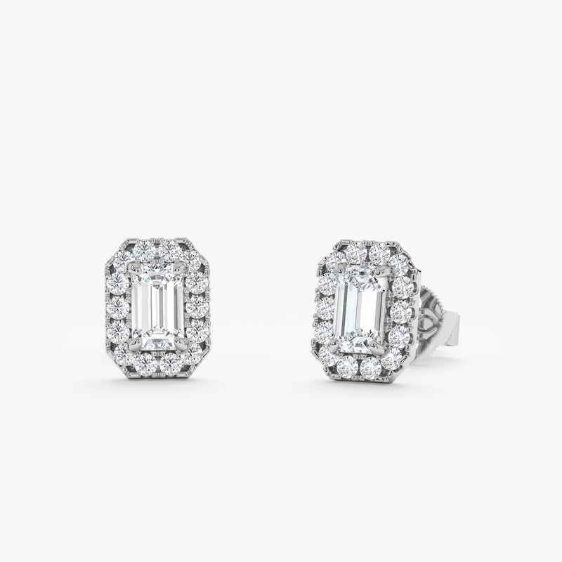 Emerald Cut Lab Grown Diamond Earrings, Altheira