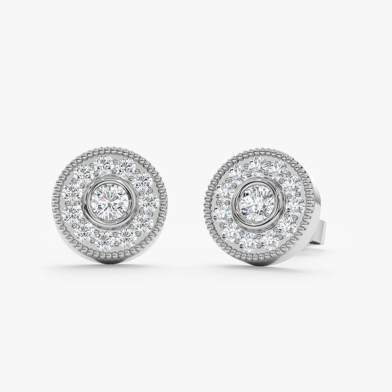 Lab Grown Diamond Halo Stud Earrings, Xylina