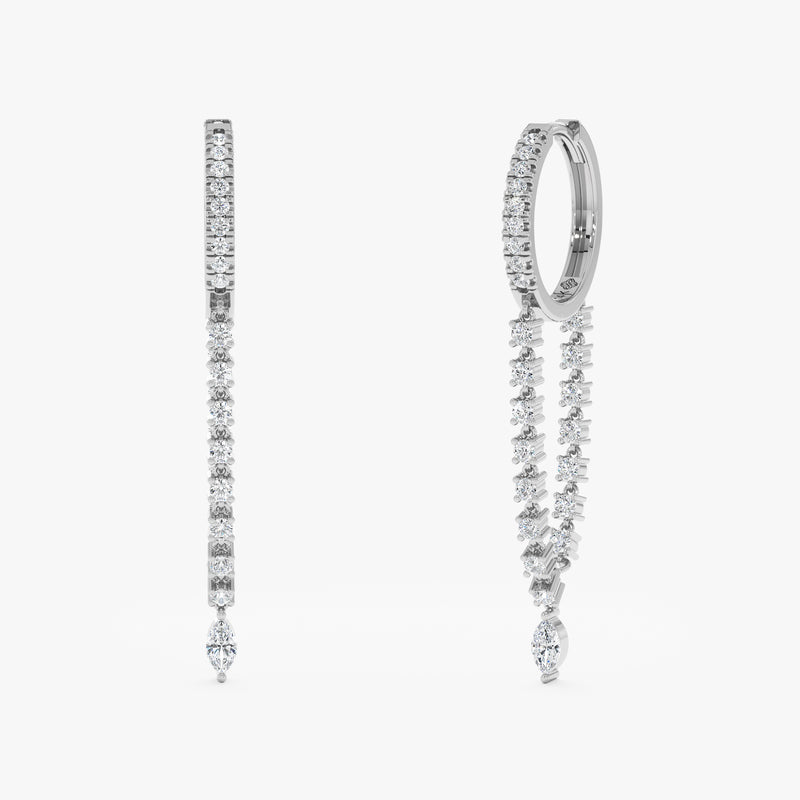 Diamond Chain Hoop Earrings, Luniva