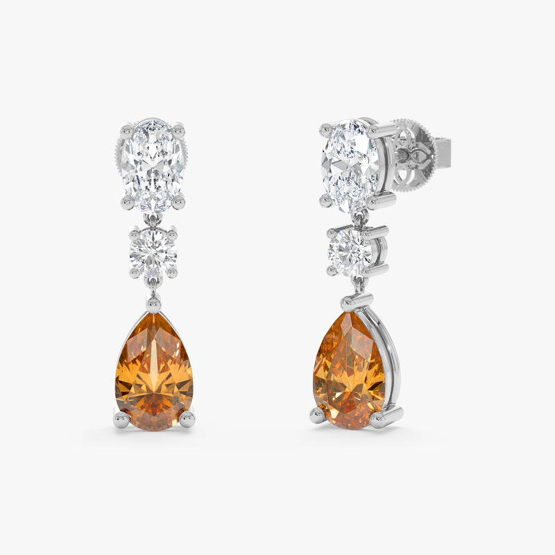 Diamond and Citrine Drop Earring, Maelina