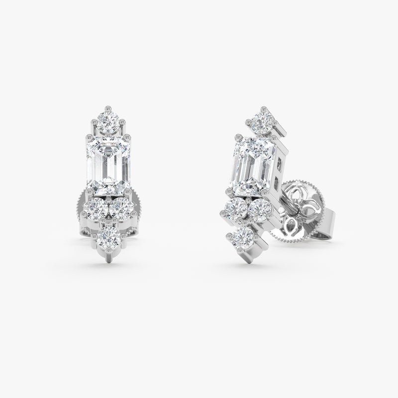 Emerald Cut Lab Grown Diamond Studs, Azelyne