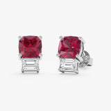 Unique Garnet and Lab Diamond Studs, Agnes