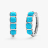 Turquoise Hoop Earrings, Solid Gold Huggie Hoops, Junesa