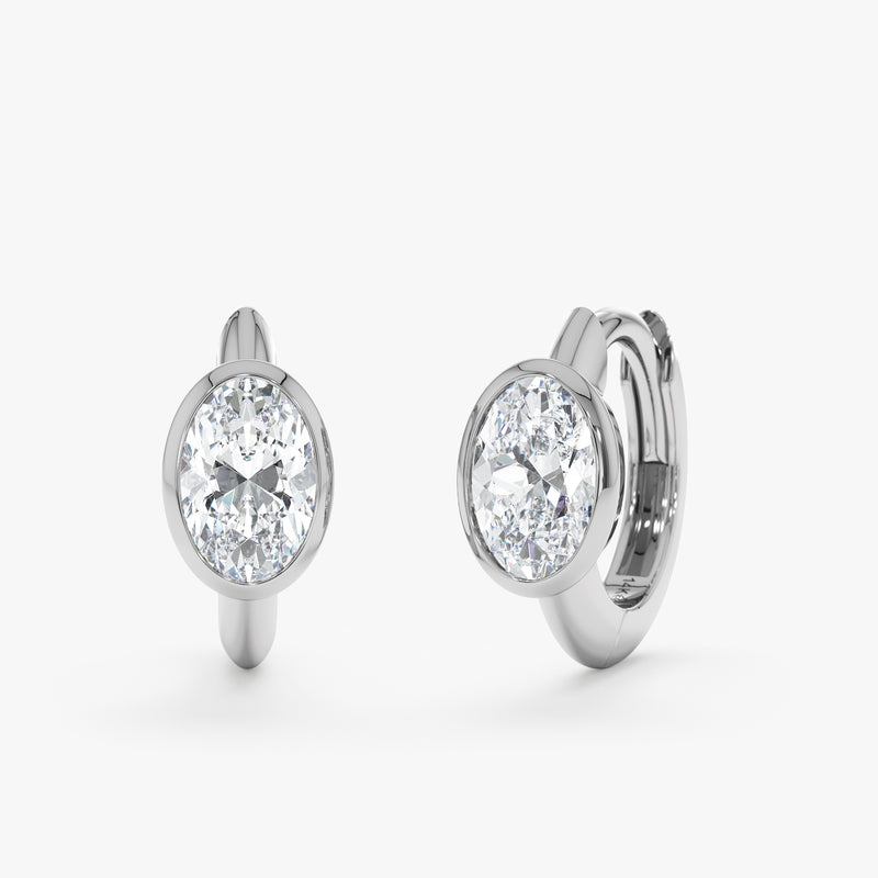 Oval Cut Lab Grown Diamond Huggie, Aniko