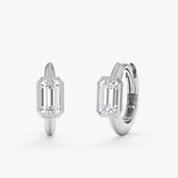 Emerald Cut Lab Grown Diamond Huggie, Reka