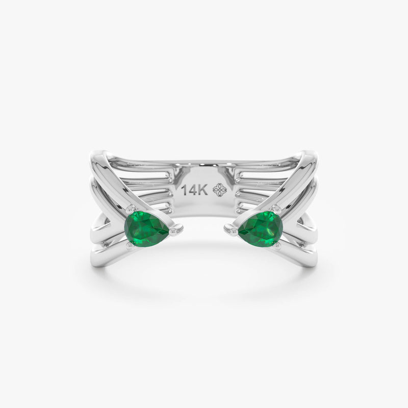 Lab Grown Emerald Open Ring, Aerisyn