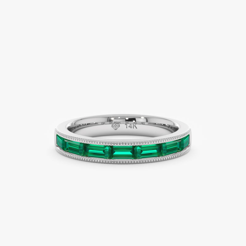 Channel Set Baguette Emerald Ring, Amoret