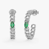 Emerald Chain Hoop Earrings, Damiana