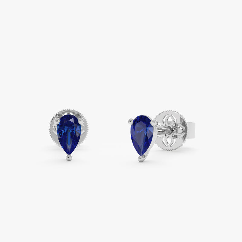 Petite Pear Cut Natural Sapphire Studs, Ismerie