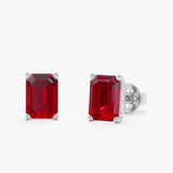 Large Octagon Ruby Stud Earrings, Lexa