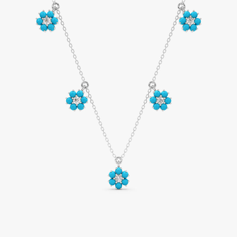 Turquoise Flower Station Necklace, Velisse