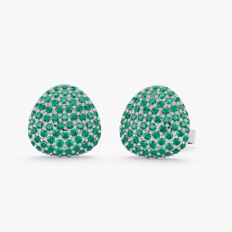 Natural Emerald Pavé Stud Earrings, Gita
