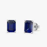 Natural Blue Sapphire Octagon Stud Earrings, Lexa
