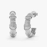 Natural Diamond Bamboo Hoops, Bambi