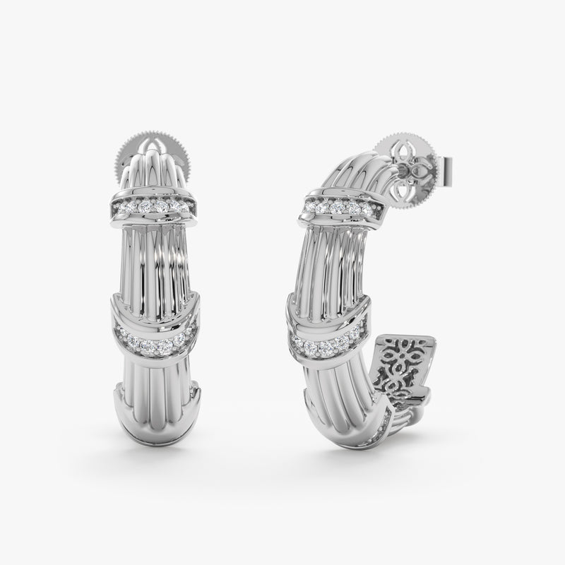 Natural Diamond Bamboo Hoops, Bambi