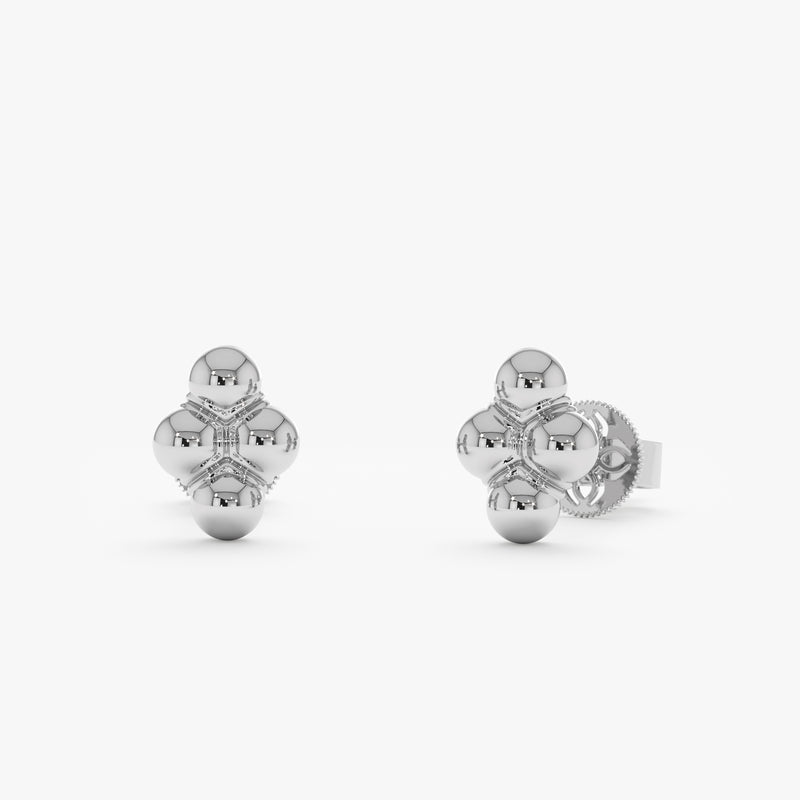 Gold Four-Bead Cluster Stud Earrings, Lumi