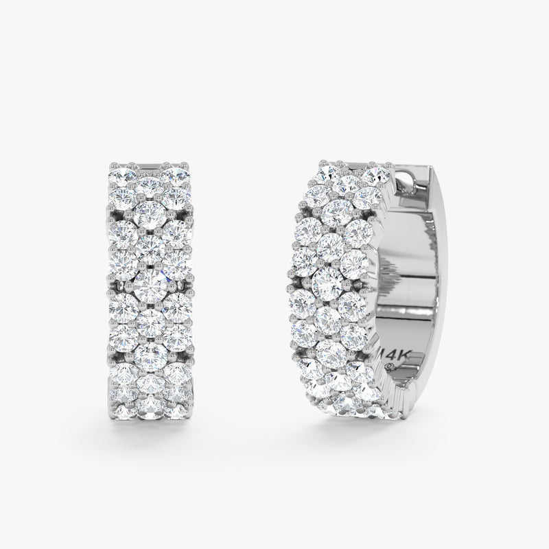 Pave Lab Grown Diamond Huggie Hoop Earrings,Meira