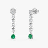 Lab Grown Emerald and Diamond Drop Earrings, Elarithia