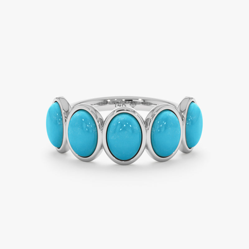 Oval Turquoise Ring, Solid Gold Gemstone Ring, Azura