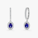 Lab Grown Sapphire and Diamond Drop Earrings, Eska