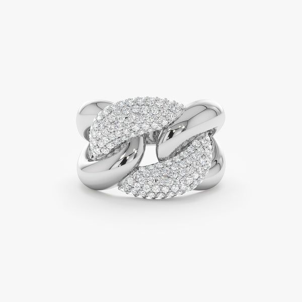 Solid White Gold Ring with Natural Diamonds