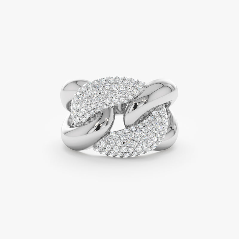 Solid White Gold Ring with Natural Diamonds