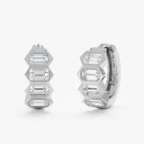 Emerald Cut Lab Grown Diamond Hoop Earrings, Vionelisse