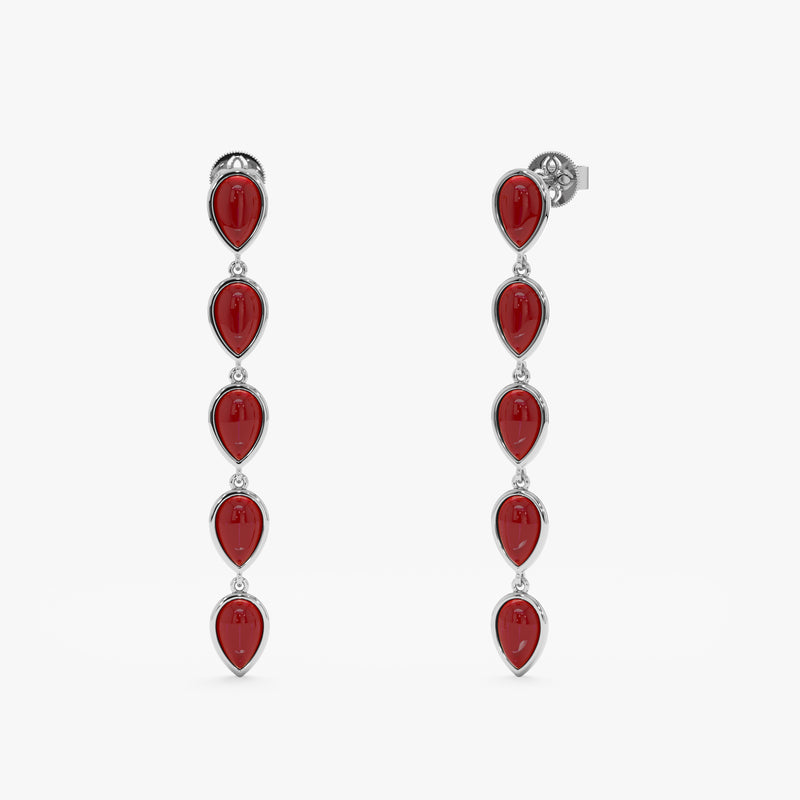 Red Coral Drop Earrings, Wisteria