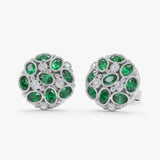 Emerald Button Earrings, Ottilie