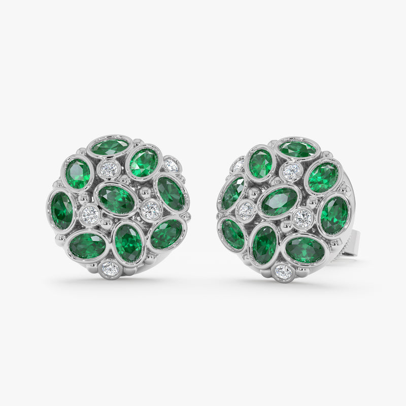Emerald Button Earrings, Ottilie