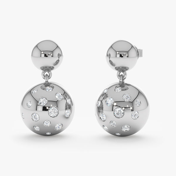 Diamond Studded Ball Drop Earrings, Angie