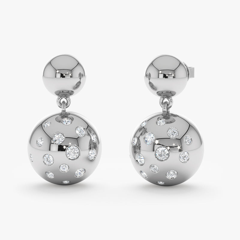 Diamond Studded Ball Drop Earrings, Angie