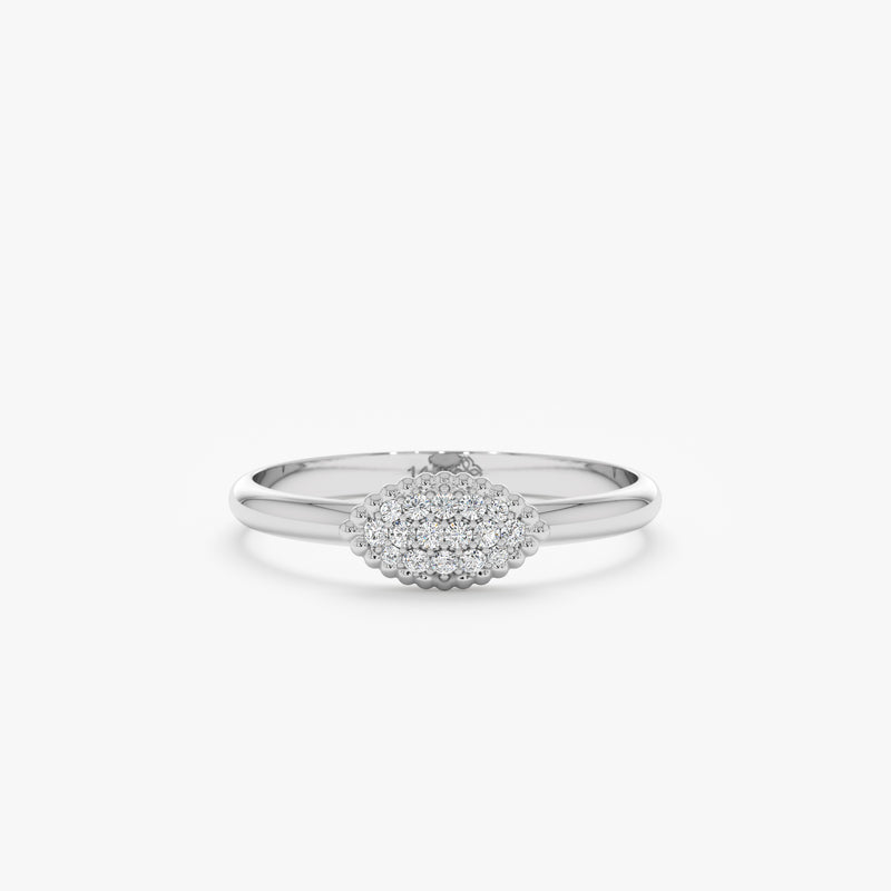 Marquise shape beaded setting diamond ring in white gold