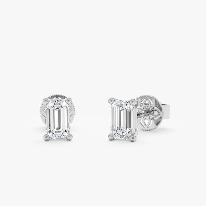 Baguette Lab Grown Diamond Studs, Calyndra