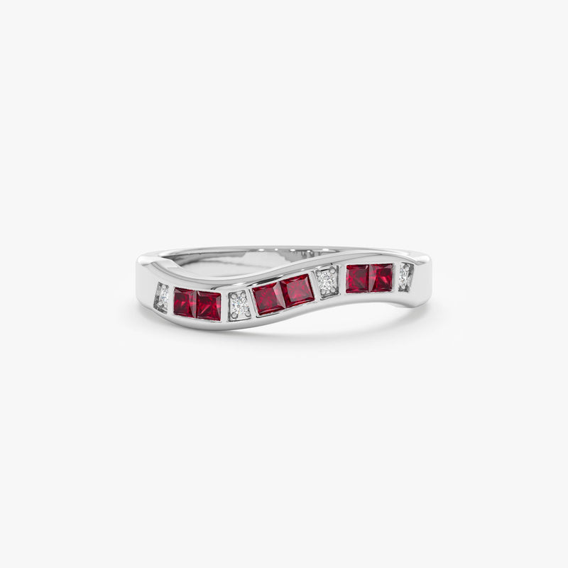 Wavy Ruby Stacking Ring, Nellie