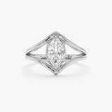 Marquise diamond split shank engagement ring showcasing a striking center stone with a modern design.
