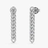 Pave Diamond Cuban Chain Drop Earrings, Azriella