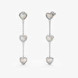 Mother of Pearl Heart Dangle Earrings, Zhuri